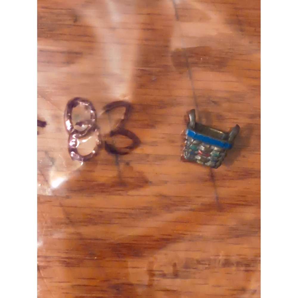 dollhouse miniature woven basket charm Multicolor 1998 925 vintage